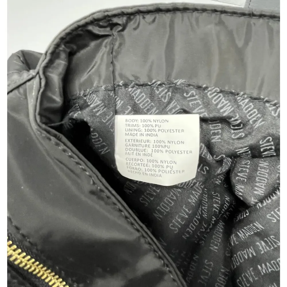 Steve Madden Weekender Bag Black with Gold Hardware, Handles and Shoulder Strap